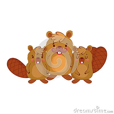 Cute beavers cartoons vector design Vector Illustration
