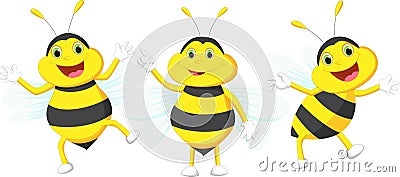 Cute bee cartoon Vector Illustration