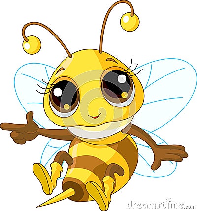 Cute Bee Showing Vector Illustration