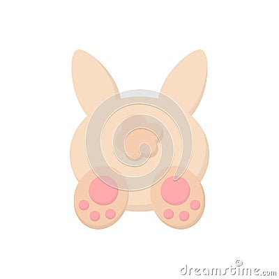 Cute beige Easter bunny from back view Vector Illustration