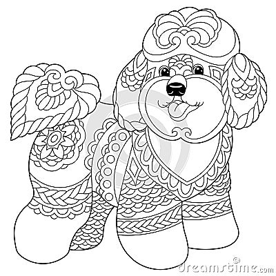 Bichon frise dog coloring page Vector Illustration