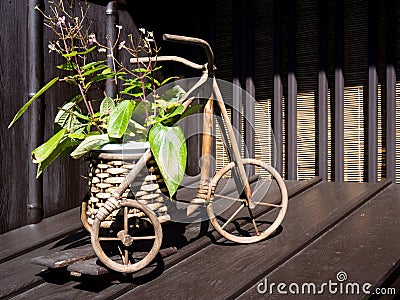 Cute bicycle shaped planter Stock Photo