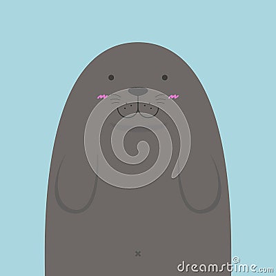 Cute big fat monk seal Vector Illustration