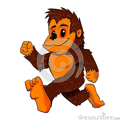 Cute bigfoot walking Cartoon Illustration