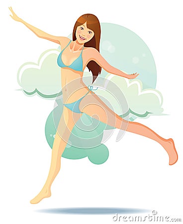 Cute Bikini Girl Vector Illustration