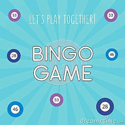 Cute bingo banner template with light blue background and balls Vector Illustration