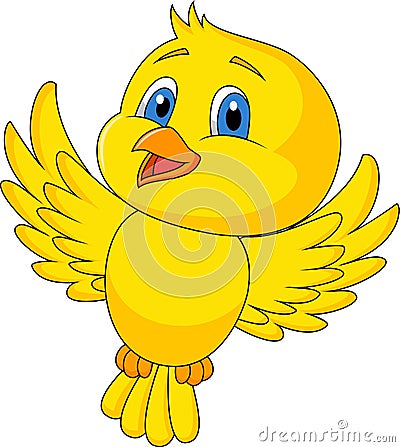 Cute bird cartoon flying Vector Illustration