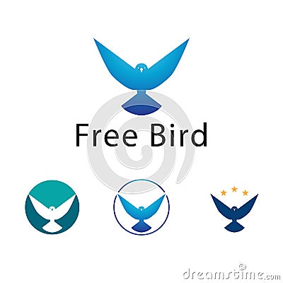 Cute Bird Flying Wings Symbolize Freedom Logo Vector Illustration