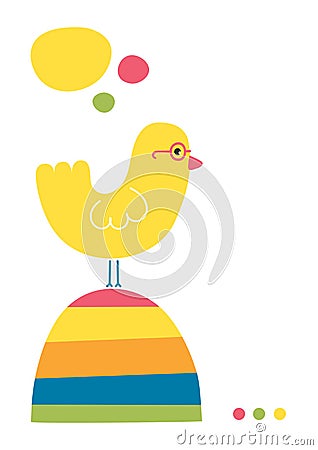 Cute bird greeting card Vector Illustration