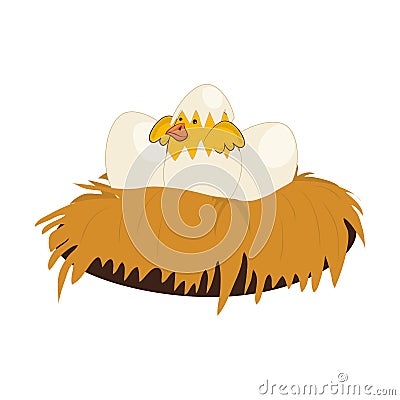 Cute bird nest icon Vector Illustration