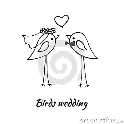 Cute birds wedding. Vector Illustration