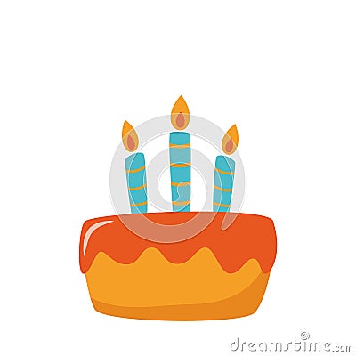 Cute birthday cake with candles. Simple vector flat style illustration Vector Illustration