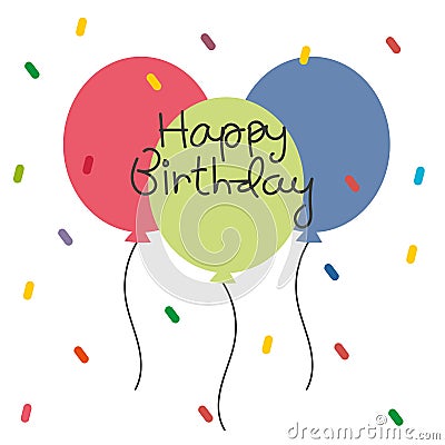 Cute birthday card with colorful balloon Stock Photo