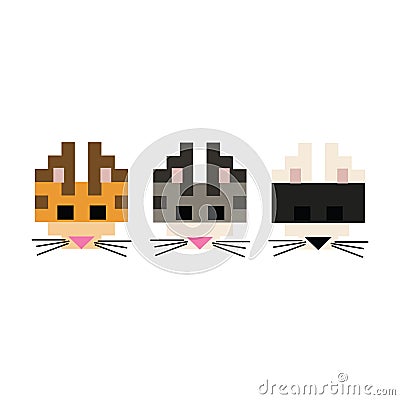 Cute 8 bit cat breed vector illustration. Pixel feline pet clipart. Vector Illustration