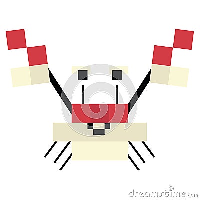 Cute 8 bit crab illustration. Retro game crustacean vector. Pixel sealife clipart Cartoon Illustration