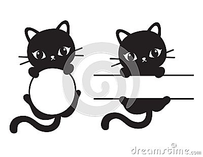 Cute Black Cat Frame Vector Illustration Vector Illustration