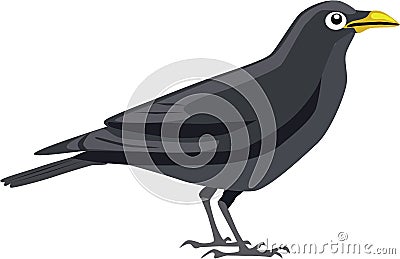 Cute black crow vector Vector Illustration