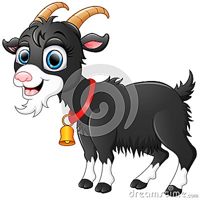 Cute black goat cartoon Vector Illustration