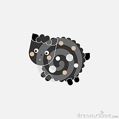 Cute black sheep isolated on white background. Vector Flat style Stock Photo