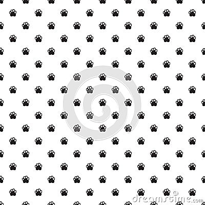 Cute black silhouette single dog paw cat paw footprint icon pattern on white Vector Illustration