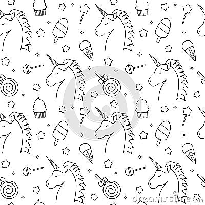 Cute black and white seamless vector pattern background Vector Illustration