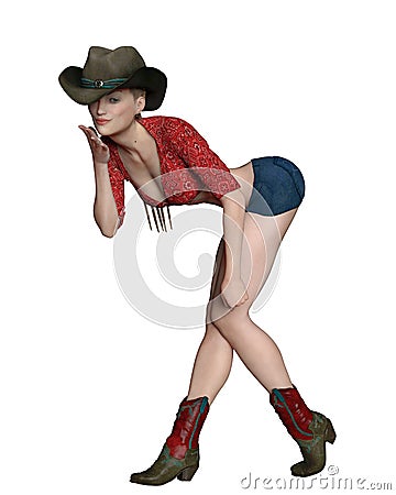 Blond cowgirl with the hat on Stock Photo