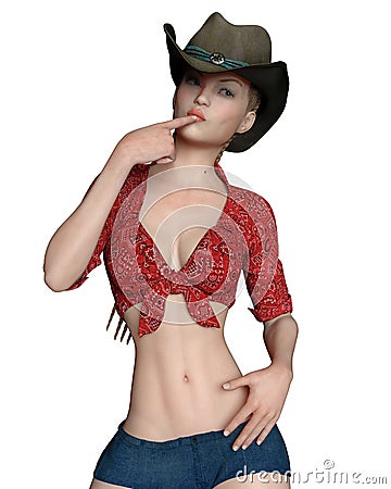 Blond cowgirl with the hat on Stock Photo