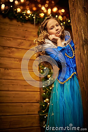 Princess in xmas house Stock Photo