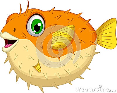 Cute Blowfish or diodon holocanthus cartoon Stock Photo