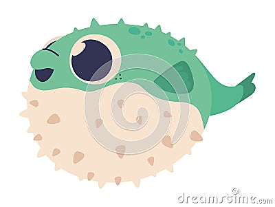 cute blowfish sea life cartoon icon Vector Illustration