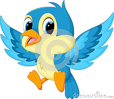 Cute blue bird cartoon Cartoon Illustration