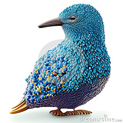 Cute blue bird isolated on a white background. Studio shot. Generative AI Stock Photo