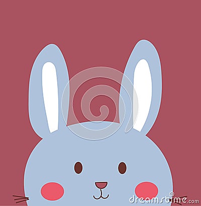 Cute blue bunny is peeking at you Stock Photo