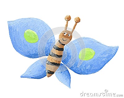 Cute Blue Butterfly Cartoon Illustration