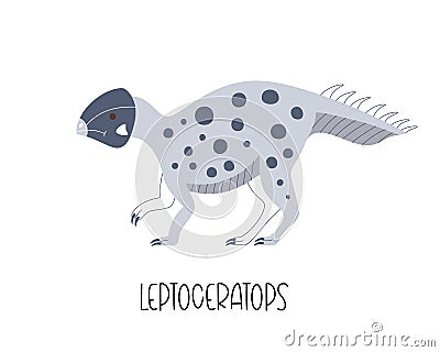 cute blue doodle dinosaur leptoceratops Vector Illustration