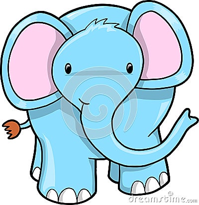 Cute Blue Elephant Vector Vector Illustration