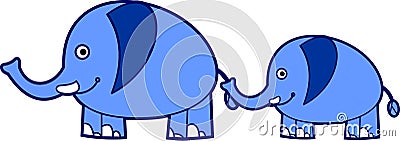 Cute blue elephants Vector Illustration