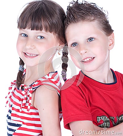 Cute blue-eyed children Stock Photo