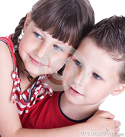 Cute blue-eyed children Stock Photo