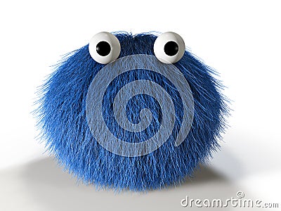 Cute blue furry monster Stock Photo