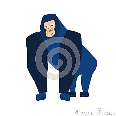 Cute gorilla animal character isolated on white. Vector hand drawn funny monkey illustration. Vector Illustration