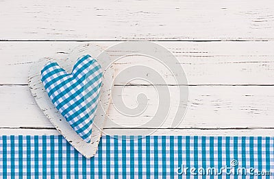 Baby shower background with blue heart for a boy Stock Photo