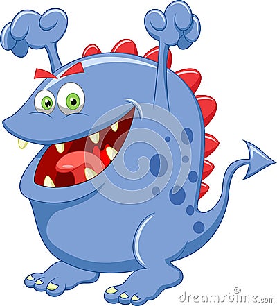 Cute blue monster cartoon Vector Illustration