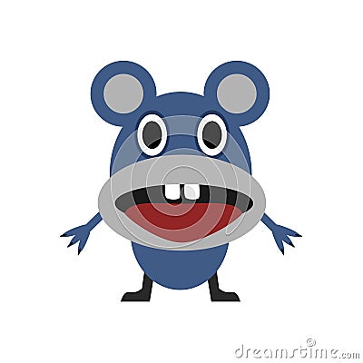 Cute blue mouse Vector Illustration