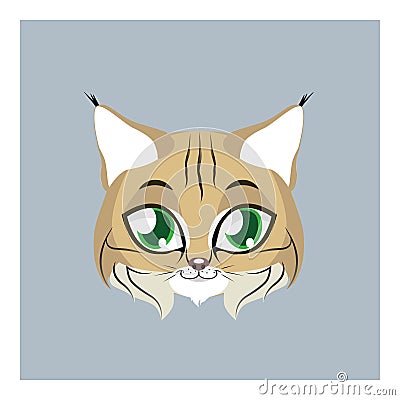 Cute bobcat avatar with flat colors Vector Illustration