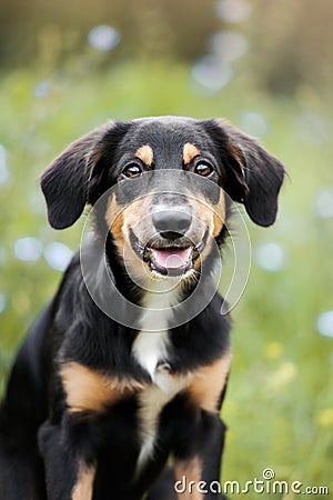 Cute border collie puppy closeup Stock Photo