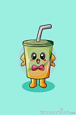 Cute bottle beverage cartoon illustration Vector Illustration