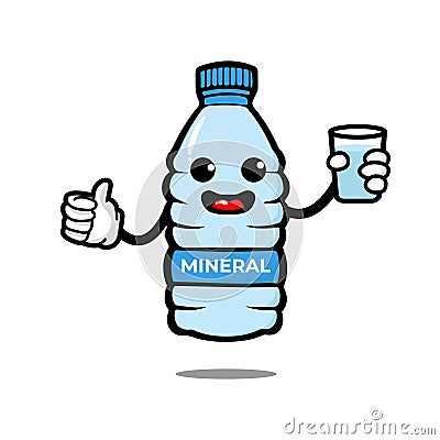 Cute bottle cartoon character. mineral water mascot Vector Illustration