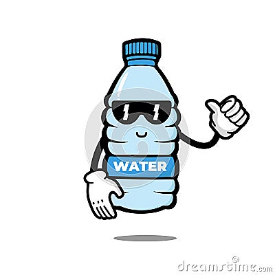 Cute bottle cartoon character. mineral water mascot Vector Illustration