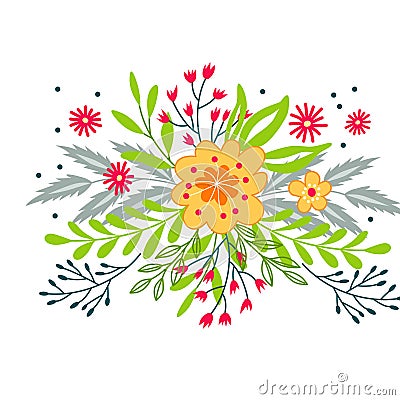 Cute Bouquet of Decorative flower Cartoon Illustration